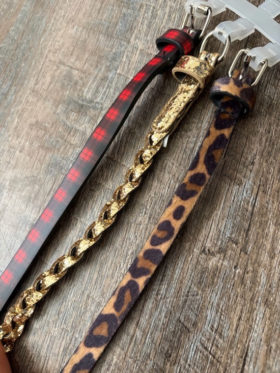 wonder nation Other - Set of 3 Belts - Red Plaid, Gold Braided, Leopard Print
